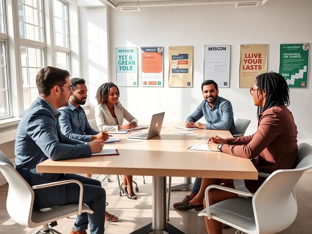 A diverse group of professionals collaborating in a workshop, illustrating teamwork, problem-solving, and professional development.