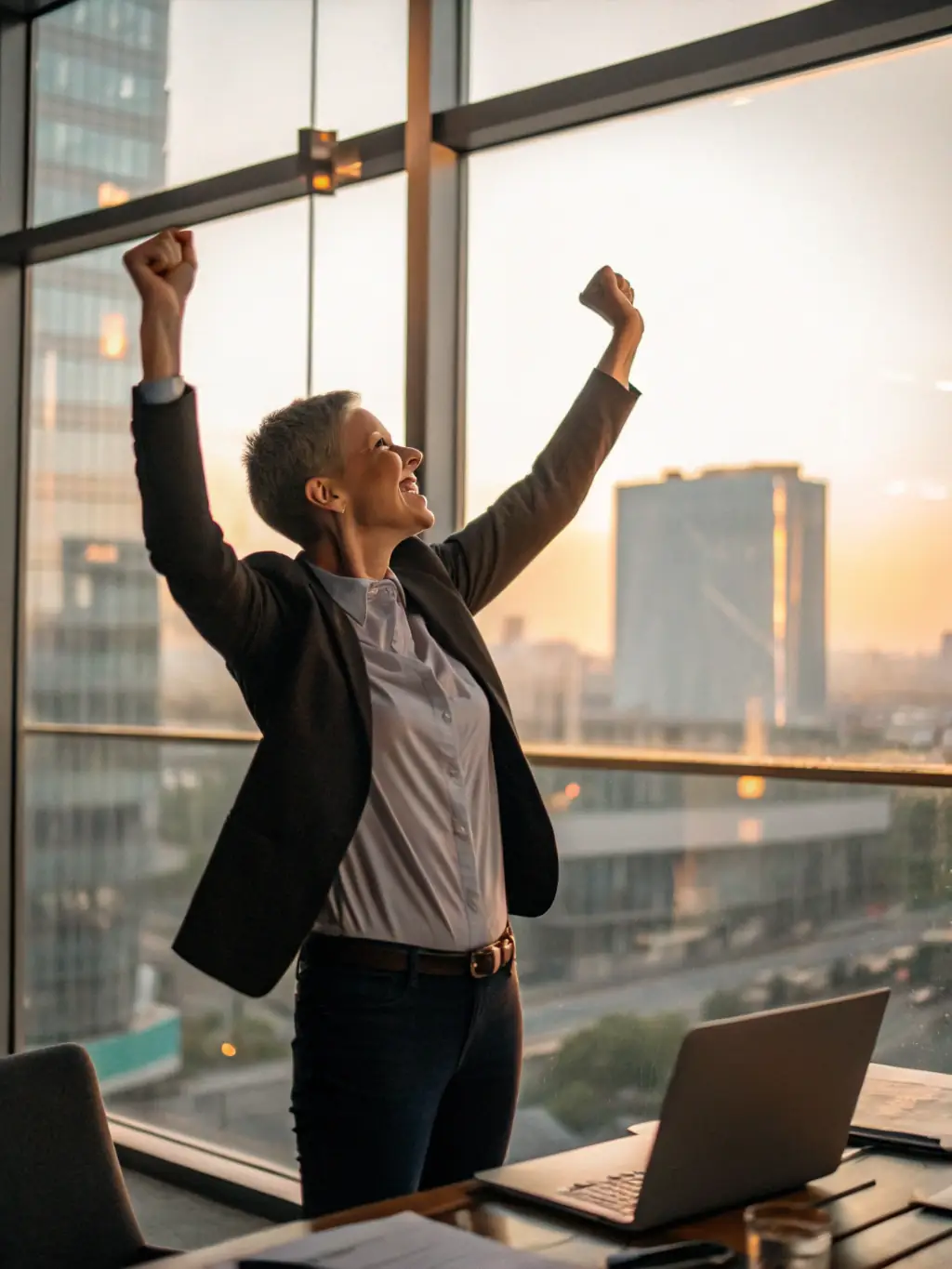 A South African business owner celebrating a milestone achievement with their coach, highlighting the positive impact of coaching on their business growth and personal development.